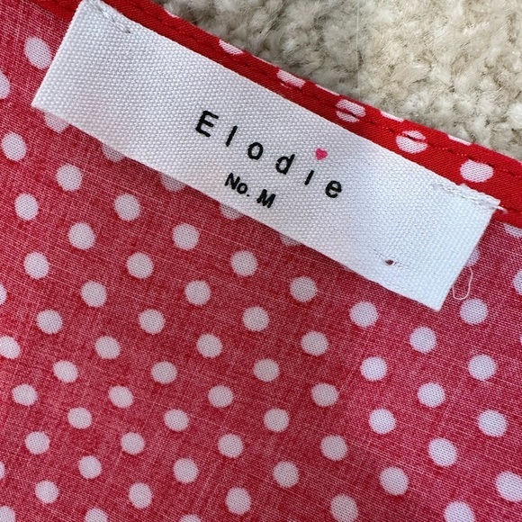 Elodie Women’s Medium Top Red White Vintage Look 1950’s cut Polka Dots - Picture 8 of 11